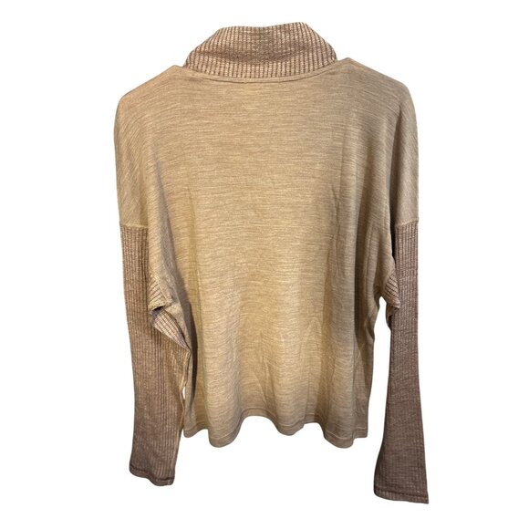 Smartwool Womens Tan & Brown Cowl Neck Pullover Sweater Medium - Picture 2 of 4